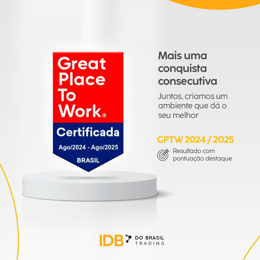 Com pontuação recorde, IDB do Brasil Trading é reconhecida pela terceira vez consecutiva como GPTW